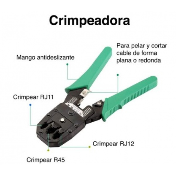 Kit herramientas Redes: Crimpeadora, Tester, Ponchadora